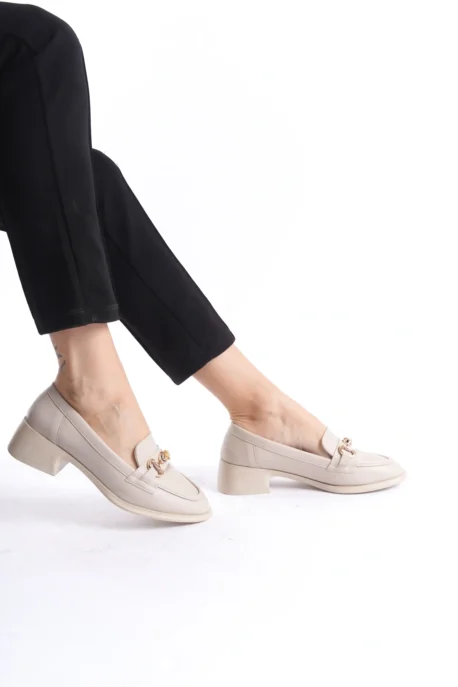 Kadın Loafer Ayakkabı Bej Mat - Tokalı, Şık ve Rahat Günlük Kadın Ayakkabı - Görsel 4