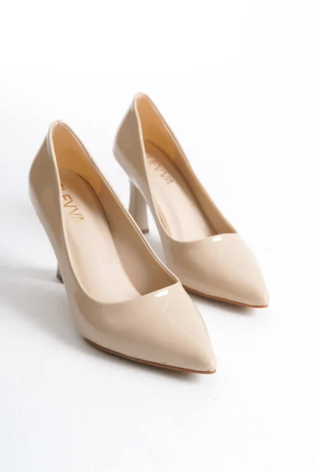 Bej Rugan Kadeh Topuklu Stiletto - 9 cm | Şıklığın Zarif ve Rahat Kadın Ayakkabısı