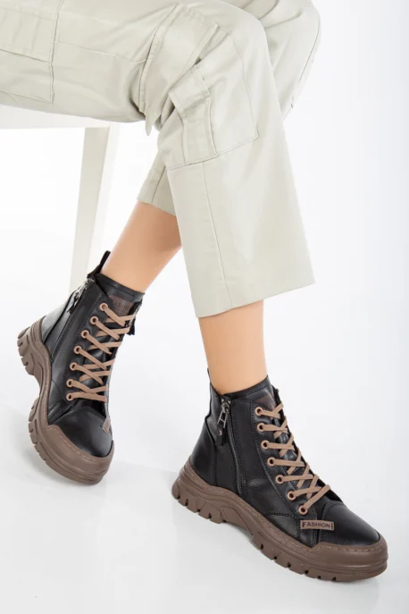 Siyah Fermuarlı Kışlık Bot - Yeni Sezon 2024, Şık ve Dayanıklı Kadın Bot ve Çizme - Görsel 2