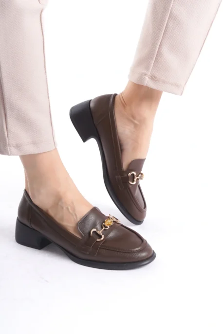 Kadın Loafer Ayakkabı Kahverengi - Tokalı, Şık ve Rahat Günlük Ayakkabı - Görsel 3