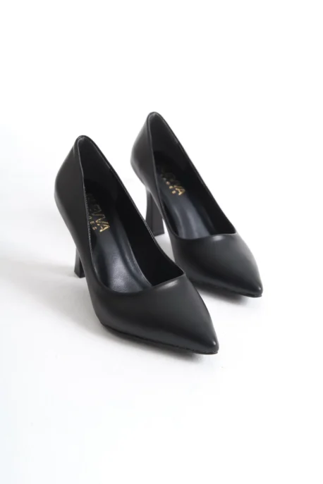 Siyah Cilt Kadeh Topuklu Stiletto - 9 cm | Şıklığın ve Zarafetin Kadın Ayakkabısı