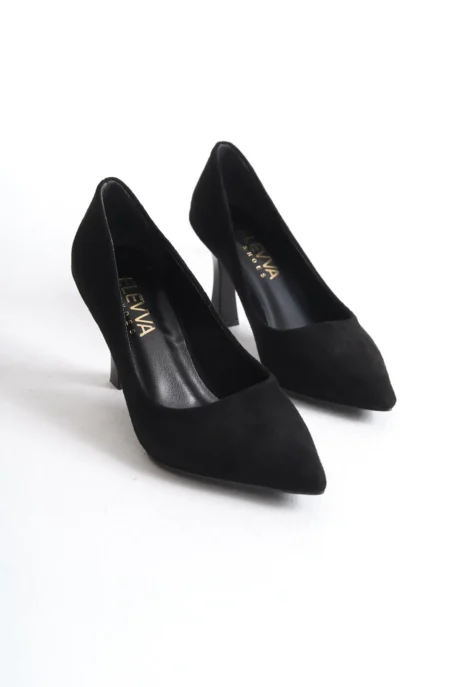 Siyah Süet Kadeh Topuklu Stiletto - 9 cm | Zarif ve Şık Kadın Ayakkabısı