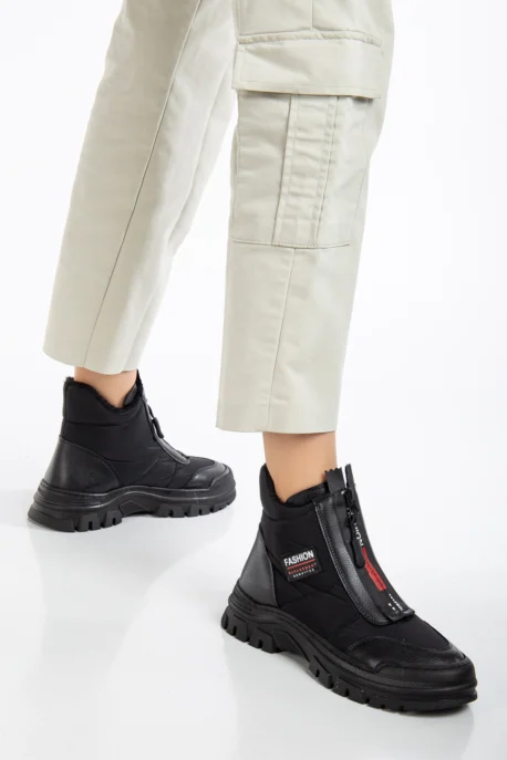 Siyah Su Geçirmez Kışlık Bot - Paraşüt Fermuarlı, Ortopedik ve Dayanıklı Yeni Sezon Bot - Görsel 2
