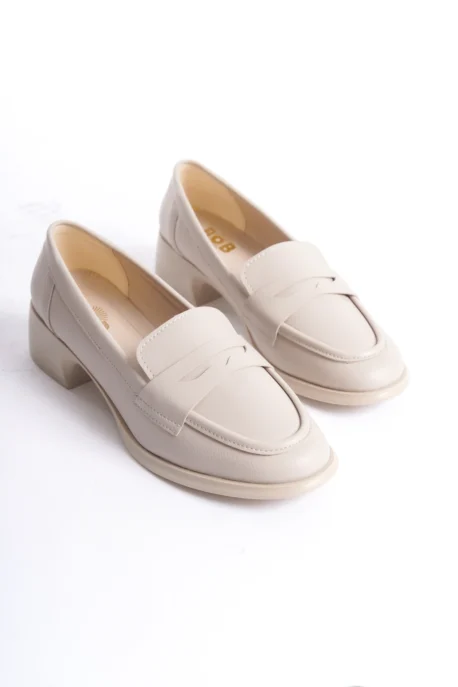 Kadın Loafer Ayakkabı Bej Mat - Günlük Rahat Kadın Ayakkabı