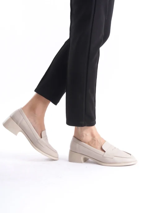 Kadın Loafer Ayakkabı Bej Mat - Günlük Rahat Kadın Ayakkabı - Görsel 4