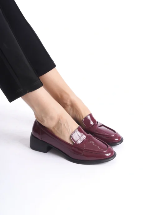 Kadın Loafer Ayakkabı Bordo Rugan - Şık ve Rahat Günlük Kadın Ayakkabı - Görsel 4