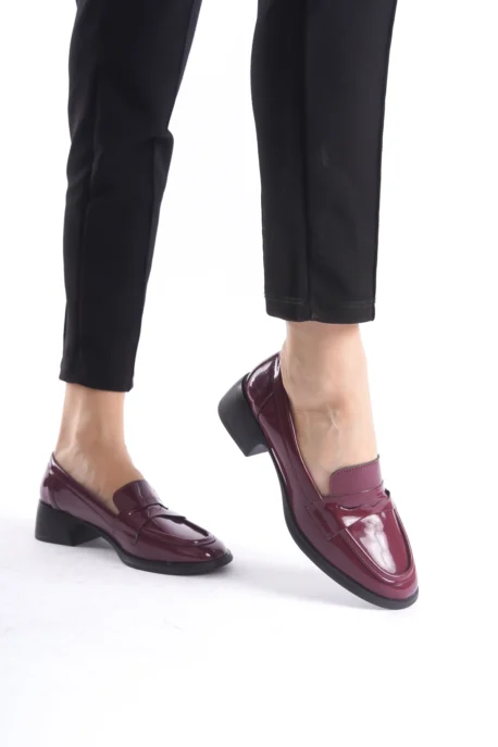 Kadın Loafer Ayakkabı Bordo Rugan - Şık ve Rahat Günlük Kadın Ayakkabı - Görsel 3